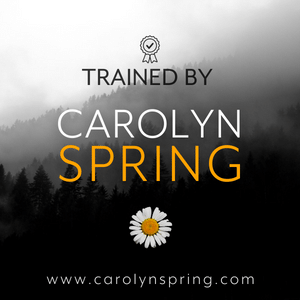 Trained by Carolyn Spring — trauma training certification badge